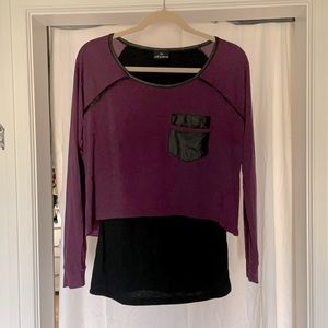 Purple and Black long sleeve layered top